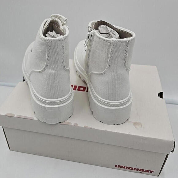 UNIONBAY Jazzy Sneaker Utility Boots White Side Zip SZ 8M - Picture 8 of 9